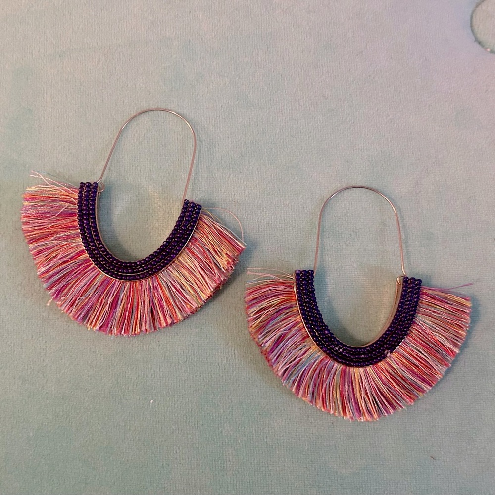 Sugarfix Pink and Purple Tassel Earrings